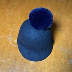 ZARA kids navy riding Hat with pom 100 % Wool